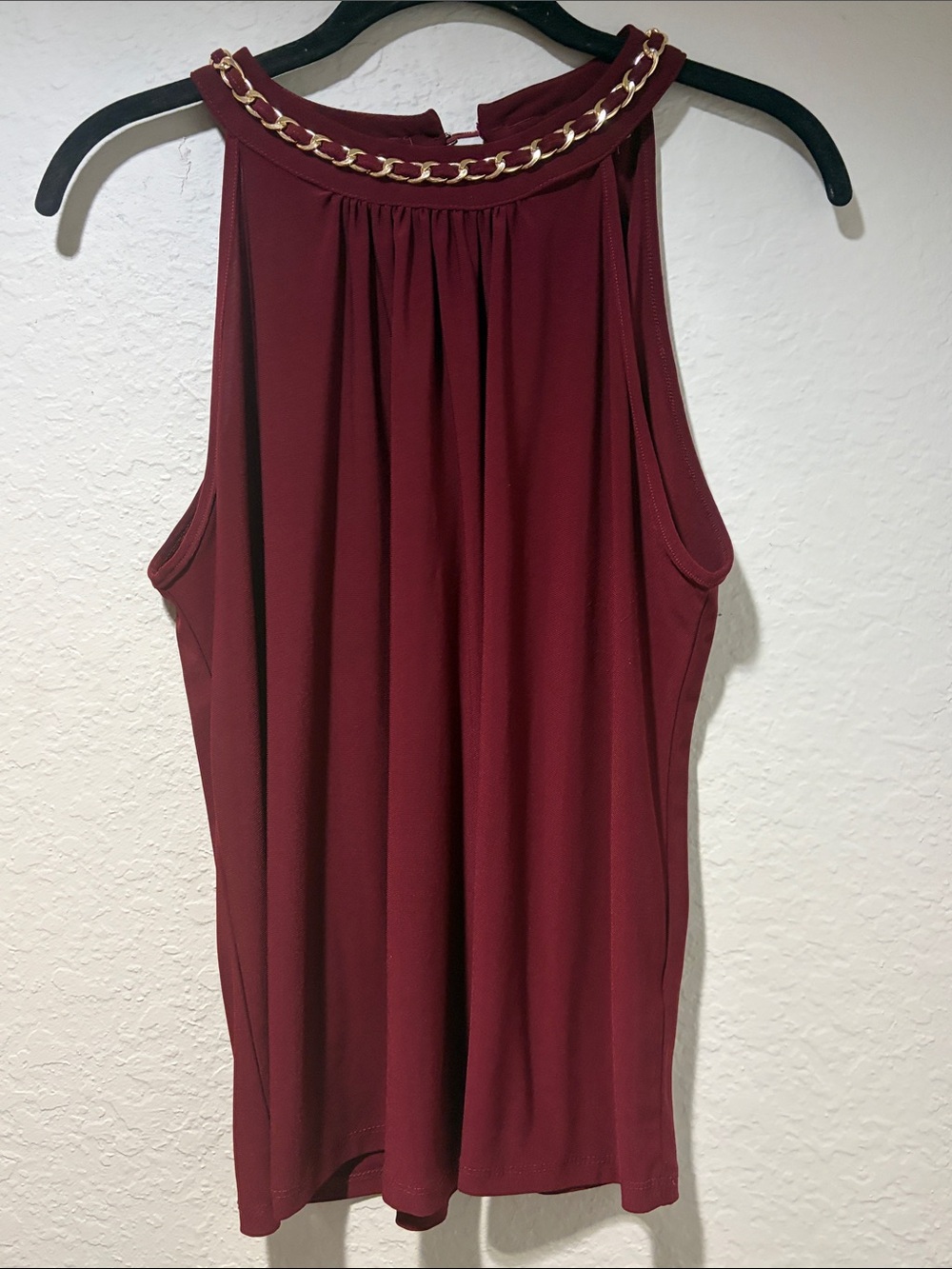 Chain-Trim Halter Camisole in Burgundy